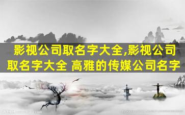 影视公司取名字大全,影视公司取名字大全 高雅的传媒公司名字